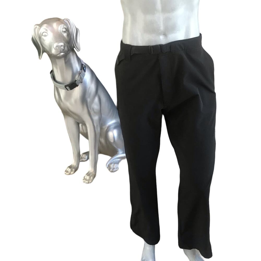 Eddie Bauer Sport Black Hiking Belted Pants with Zipped Pockets Men's Size XL